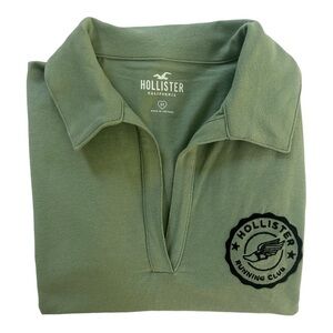 Holister Crop Polo T Shirt ~ Olive Size: M